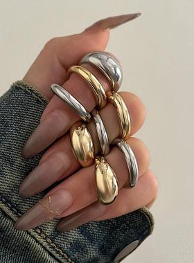 Geometric Curved Ring Joint Ring Open Set Ring夸张戒指套装