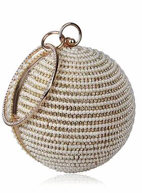 SEKUSA Ball Diamond Tassel Women Party Metal Crystal Clutche