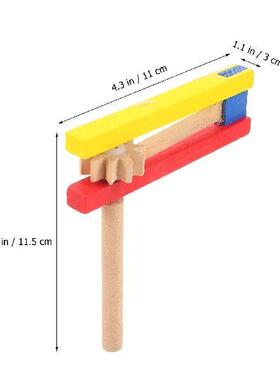 4 Pcs Ratchets Wooden Castanet with Long Handle Grasp