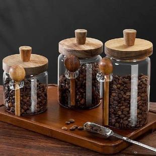Jar Glass Sealed Coffee Spoon Storage with Small Bean