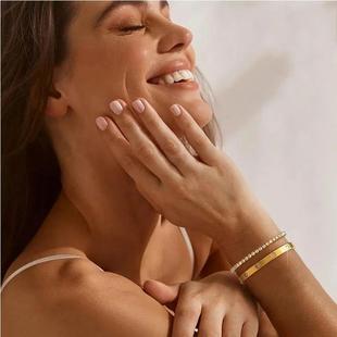 Stackable Gold Bracelets Bangles for Women Girls 14K Gold Pl