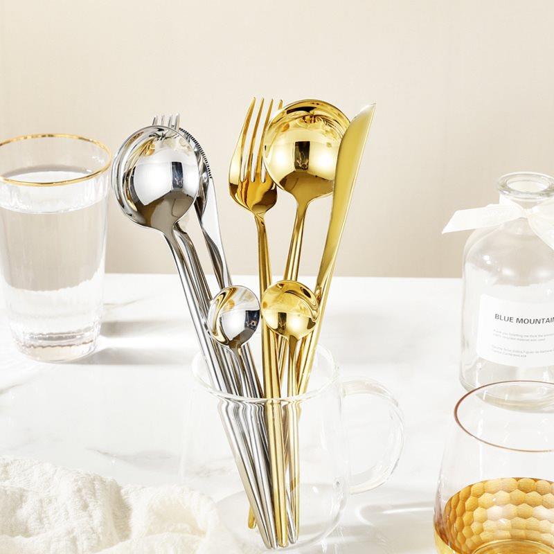 304 stainless steel steak knife and fork golden spoon