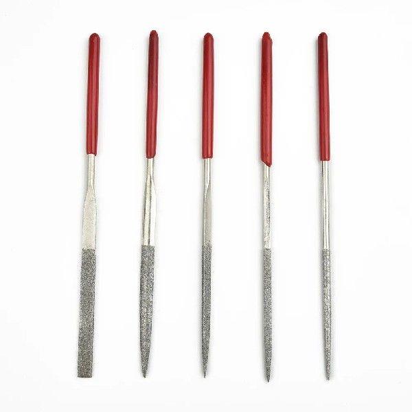 5pc File Set Plastic Handle Metal Stone Grinding Flat