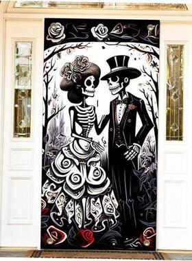 Halloween door width party decoration banner background万圣