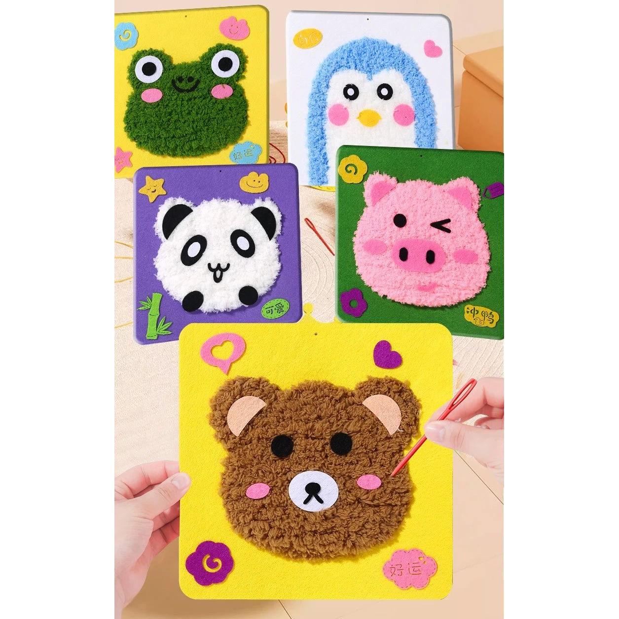 Cute Cartoon Animal Punch Needle Embroidery Kit for Beginner