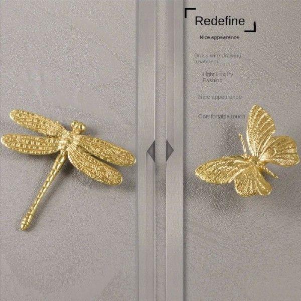 Retro Butterfly/Dragonfly Brass Handle Furniture Hardware