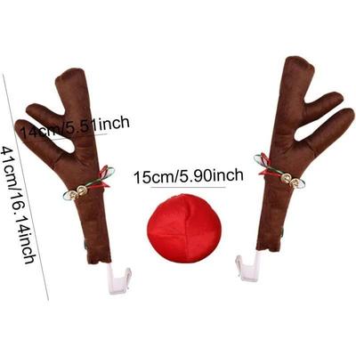 Car Reindeer Antlers and Nose Set Christmas Decoration Easy