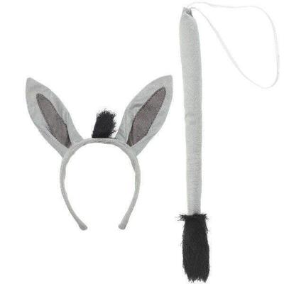Donkey Headband Tail Set Animals Ear Hairband Decor Costume