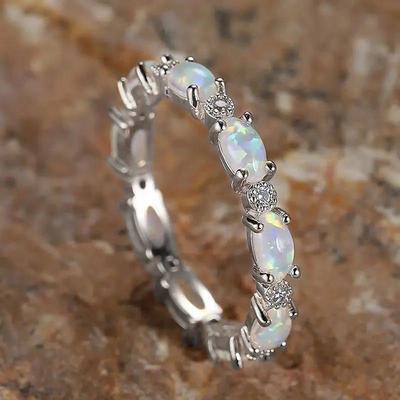 Imitation Opal Promise Rings for Women Statement Finger Acce