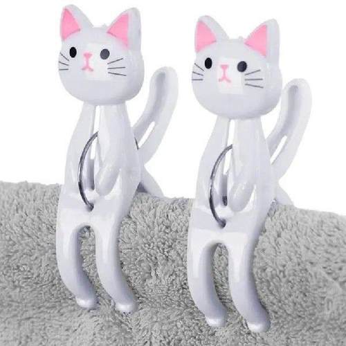 Beach Towel Clips Cat Shape Clothespins Towel Pins 2pcs Non