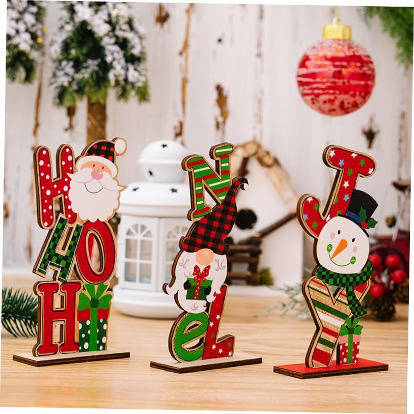Christmas decoration wooden alphabet decoration old man 摆件