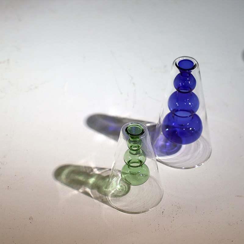 Nordic colored transparent glass vase home living room fashi