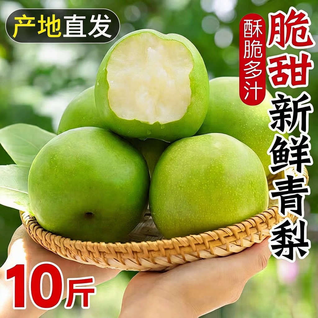 青皮蜜梨皇冠梨薄皮脆甜多汁新鲜当季水果新鲜现摘翠冠梨整箱包邮