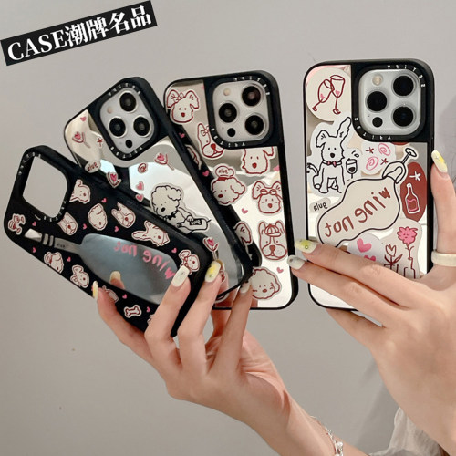 CA微醺小狗适用iPhone18Promax17Pro苹果16Pro15Promax14Plus13/12手机壳镜面防摔套可爱磁吸女款高级感Air潮