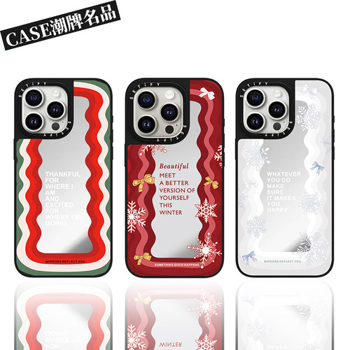 CA雪花励志波浪适用iPhone18Promax17Pro苹果16Pro15Promax14Plus13/12手机壳镜面女款防摔套个性磁吸轻奢11