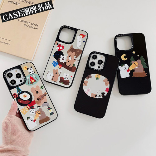 CA柿子椒熊适用iPhone17Promax苹果16Pro手机壳13镜面14潮牌15防摔套16Promax可爱17Pro女款Plus磁吸12轻奢11