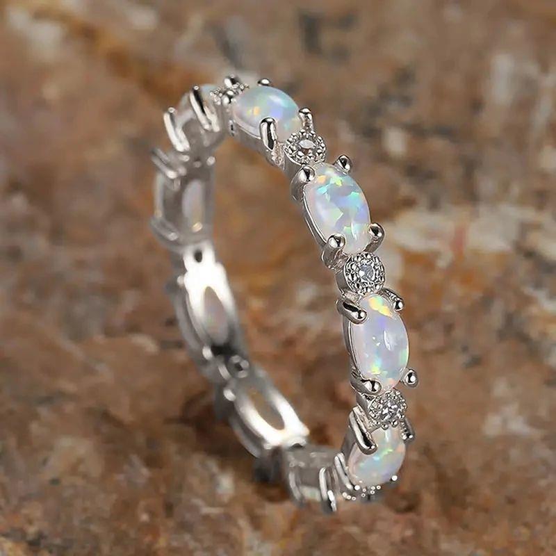 Imitation Opal Promise Rings for Women Statement Finger Acce