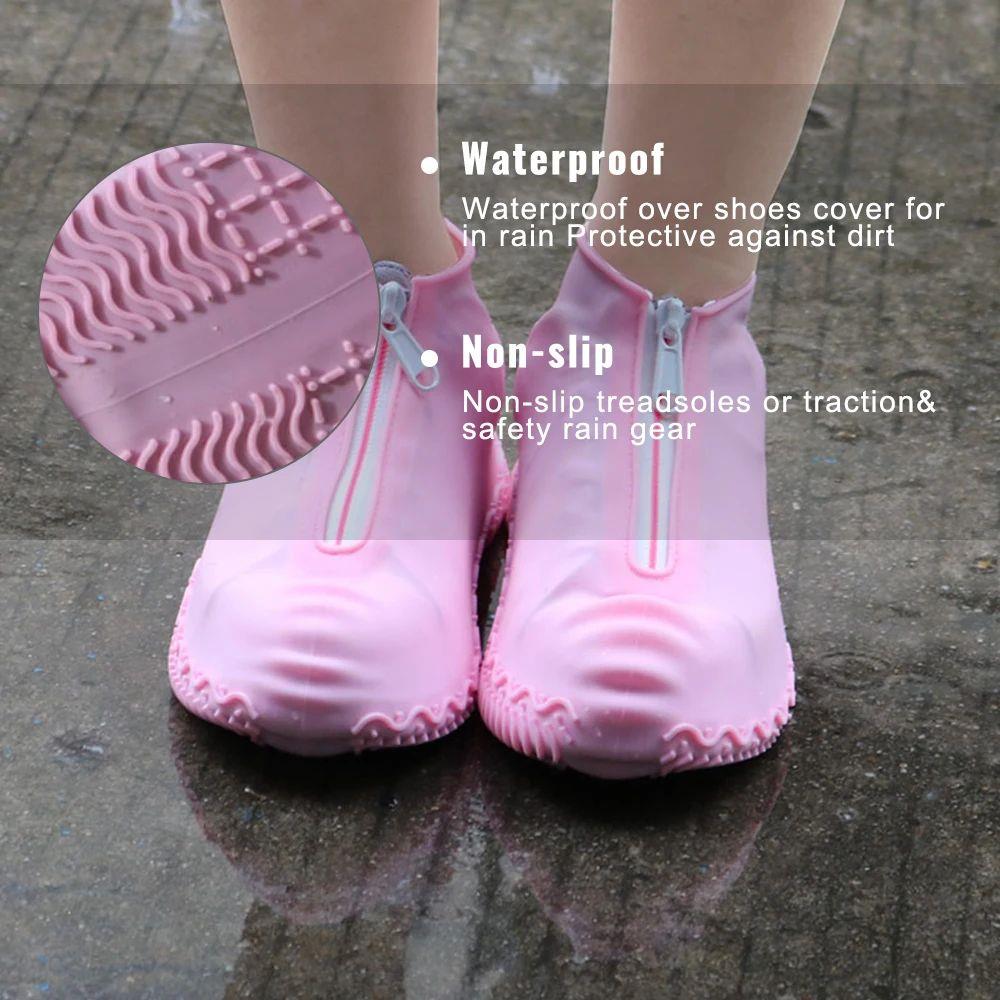 New Waterproof Zipper Silicone Shoe Cover Rain Boots Unisex
