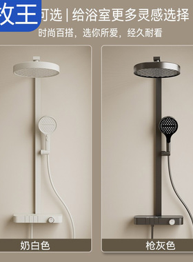 正品品质浴室淋浴恒温花洒套装枪灰色带高级氛围灯多款功能出水B2