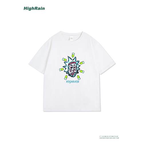 HighRain白色T恤男女同款宽松潮