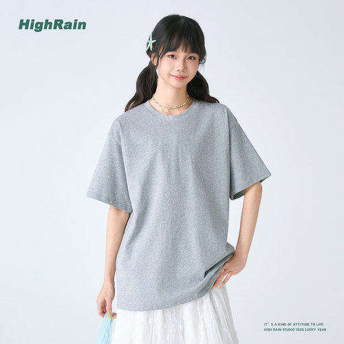 纯棉宽松纯色短袖男女新款