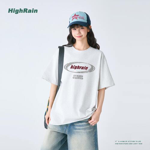 美式复古字母印花短袖t恤女