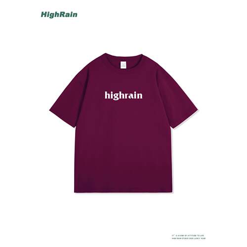 HighRain深紫色字母印花短袖T恤