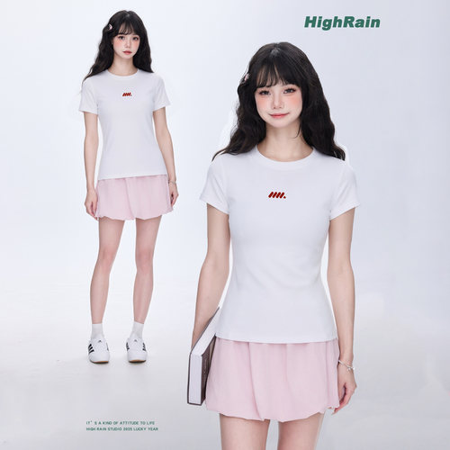 HighRain白色短袖T恤女2026夏季