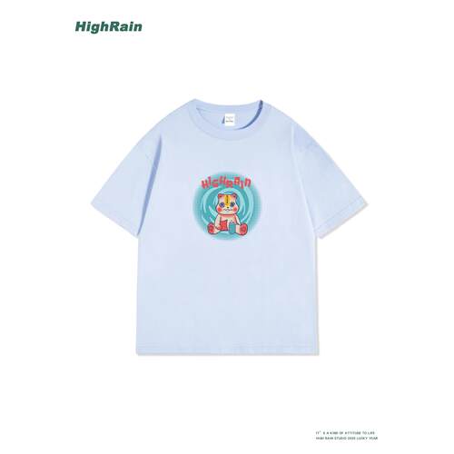 HighRain潮牌风浅蓝短袖T恤男女