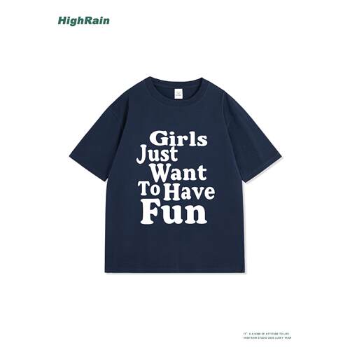 HighRain藏青色T恤女夏季新款潮