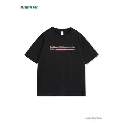 HighRain彩虹条纹短袖T恤男夏季