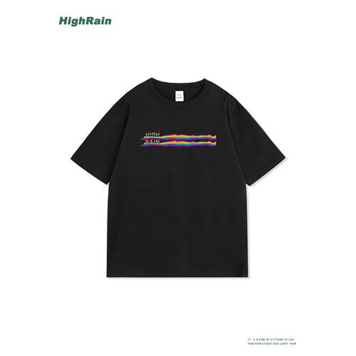 HighRain彩虹条纹短袖T恤男夏季