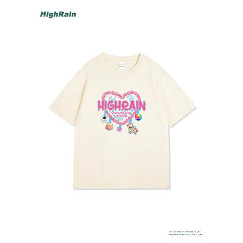 HighRain2026新款奶黄色T恤女夏
