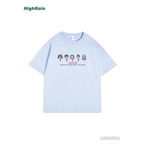 HighRain浅蓝色T恤女夏季新款韩