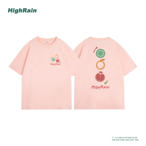 美式复古趣味水果印花纯棉短袖