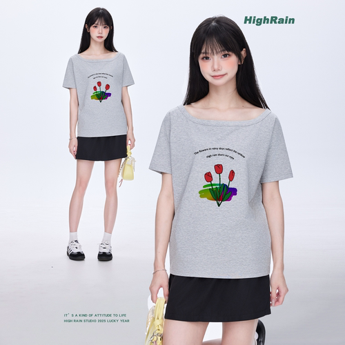 很润工作室HighRain灰色大圆领