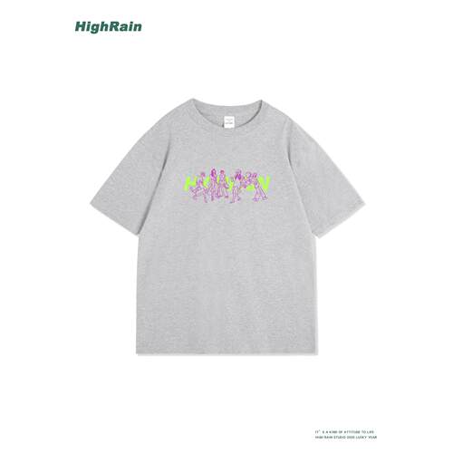 HighRain灰色短袖T恤男女同款潮