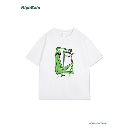 HighRain搞怪外星人印花T恤夏季