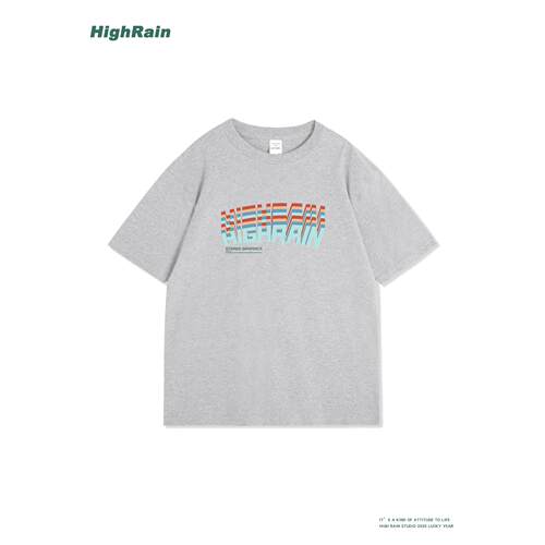 HighRain立体字母印花T恤男夏季