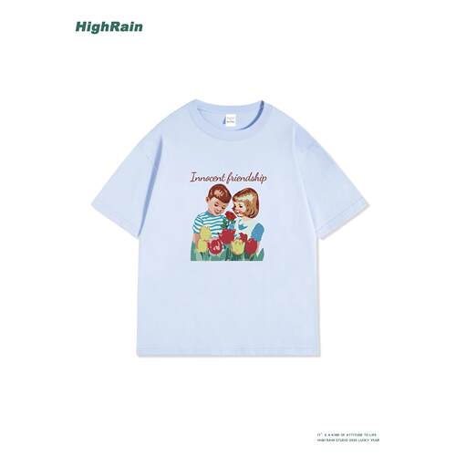 HighRain复古插画T恤男女同款潮