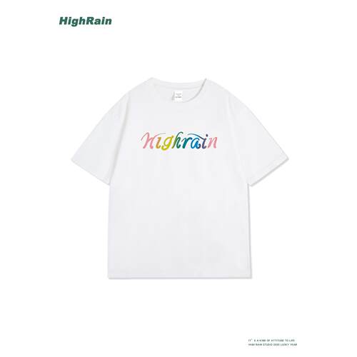 HighRain彩虹印花短袖T恤男女宽