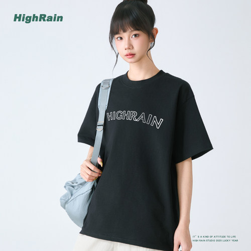美式高街黑色短袖T恤女