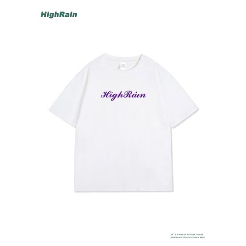 HIGHRAIN字母印花短袖T恤女上衣