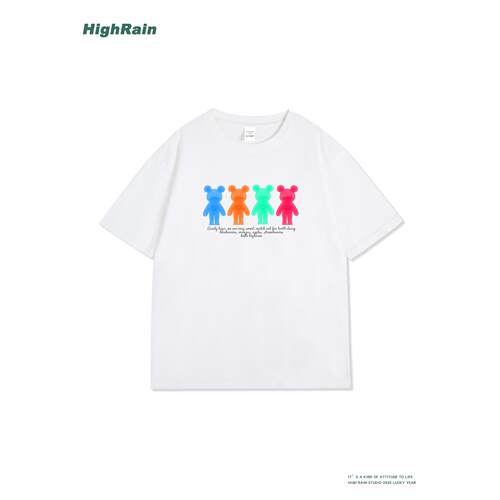 HighRain夏季新款彩色糖果熊印花