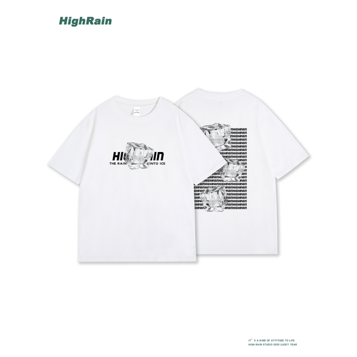 HighRain立体冰块印花短袖T恤潮