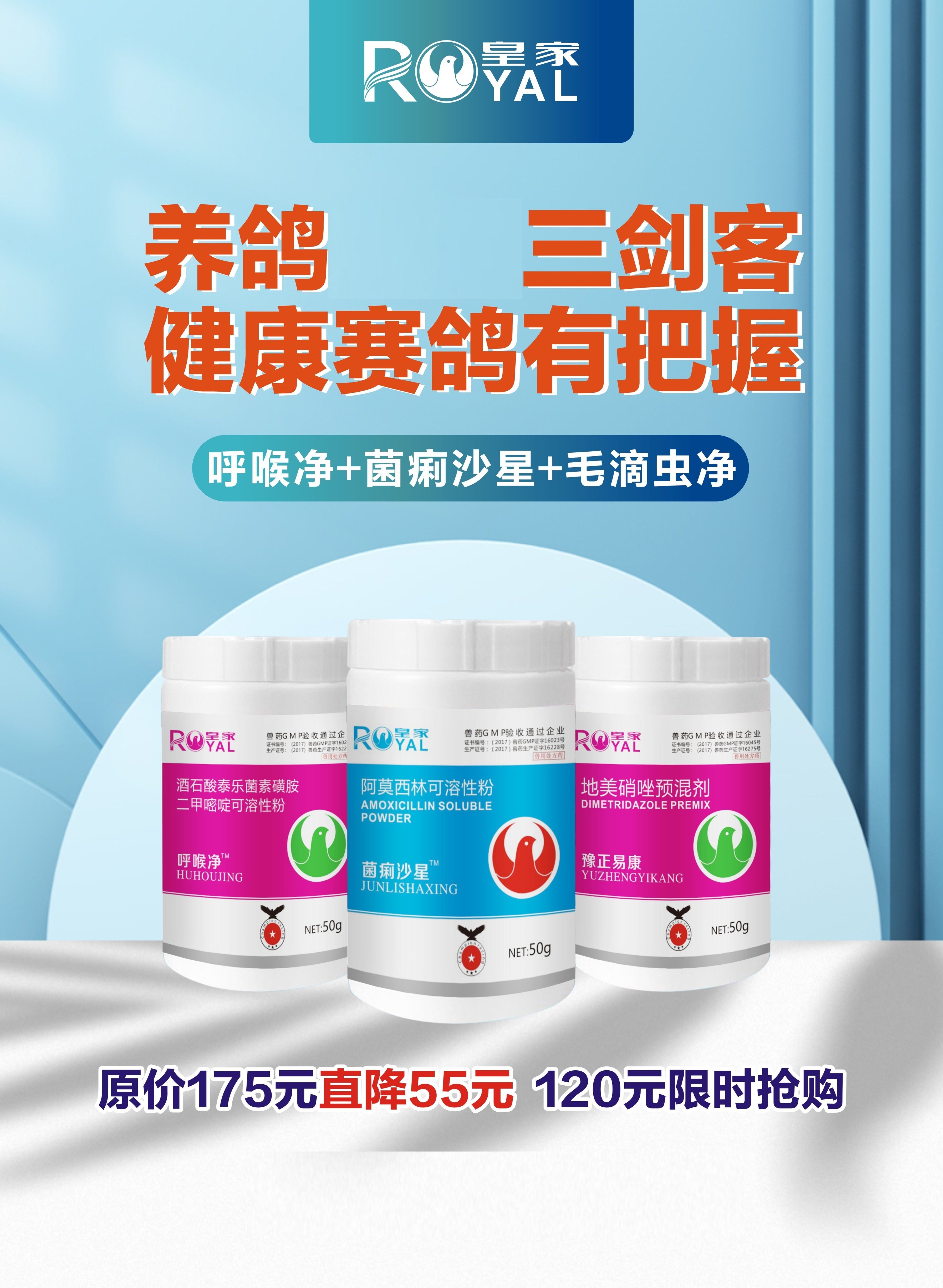 比利时皇家鸽药(养鸽三剑客)赛鸽用品信鸽药品鸽子鸽药包邮呼吸道