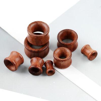 Alisouy1pairSandalwoodWoodDoubleFlaredHollowEar
