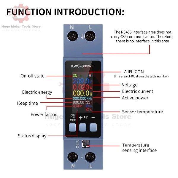 KWS-303 Tuya WIFI Smart Switch Circuit Breaker LED Energy