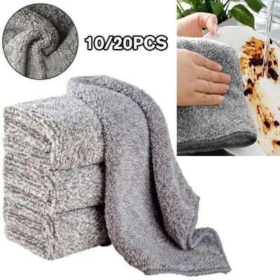 10/20pcs Household Bamboo Charcoal Fiber Cleaning Cloth