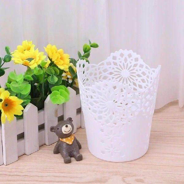Lace Hollow Pattern Pen Holder Brush Storage Pen Pencil Pot